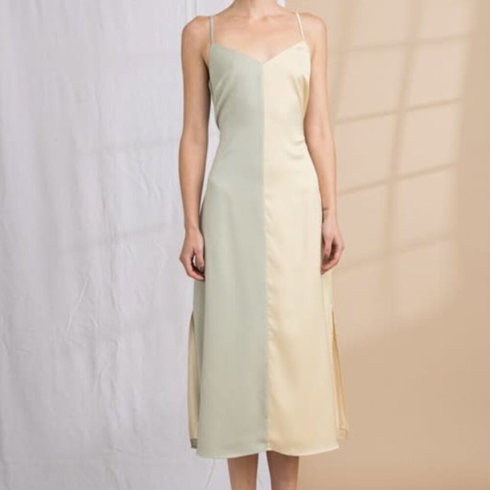 Green and Gold Slip Dress